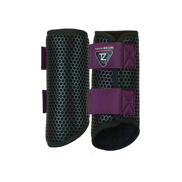 Equilibrium Tri-Zone Brushing Boots in black and plum