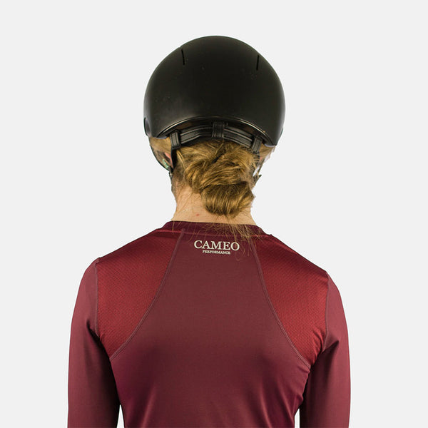 Rear view of Cameo Performance Baselayer in Plum