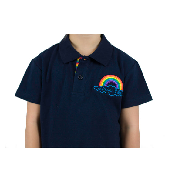 Close up of Rainbow Riders Polo Shirt