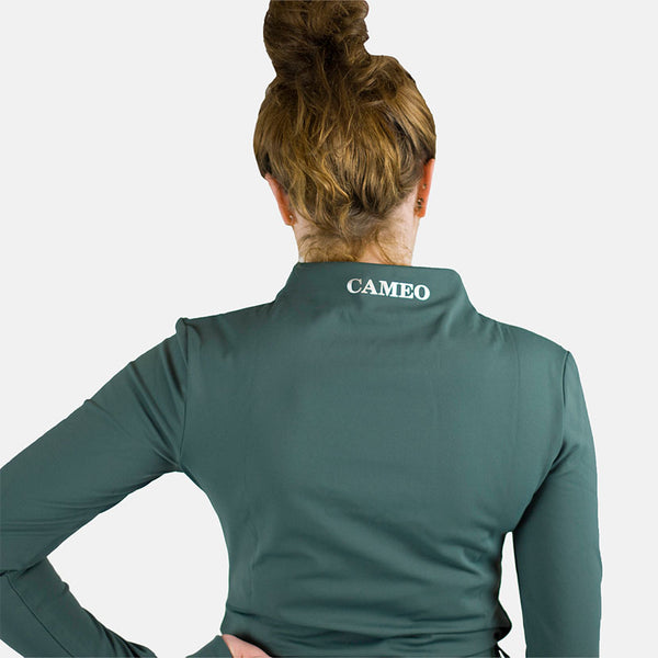 Rear view of Cameo Thermo Baselayer in Hunter green