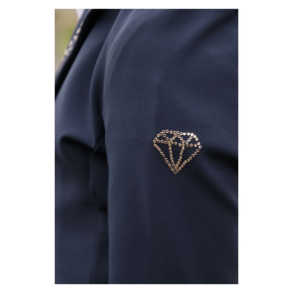 Close up of arm detailing on Hy Equestrian Cadiz Mizs Show Jacket in Navy