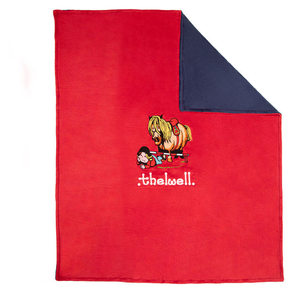 Hy Equestrian Thelwell Collection Fleece Blanket in Red/Navy
