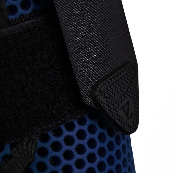 Close up of strap on Equilibrium Tri-Zone All Sports Boot in Navy