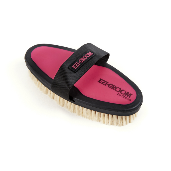 Ezi-Groom Body Brush with Goat Hair in Bright Pink