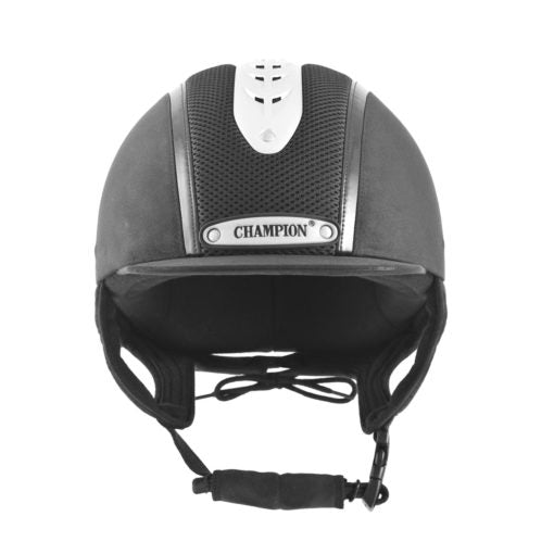 Front view of Champion Evolution Puissance Riding Hat in Black