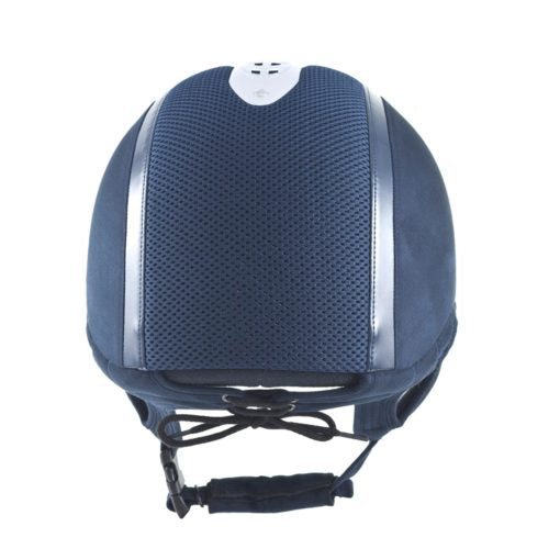 Rear view of Champion Evolution Puissance Riding Hat in Navy