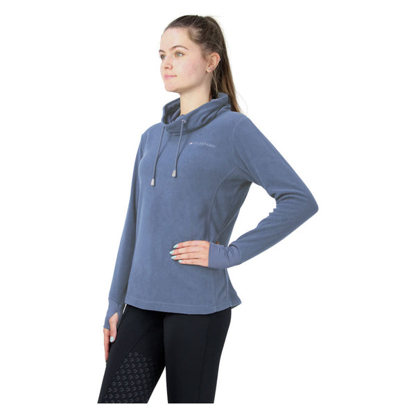 Model wearing Hy Equestrian Synergy Cowl Neck Top in Riviera