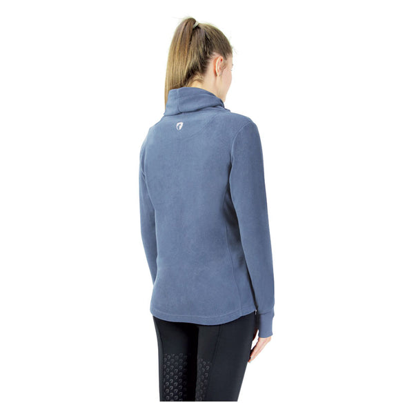 Rear view of model wearing Hy Equestrian Synergy Cowl Neck Top in Riviera