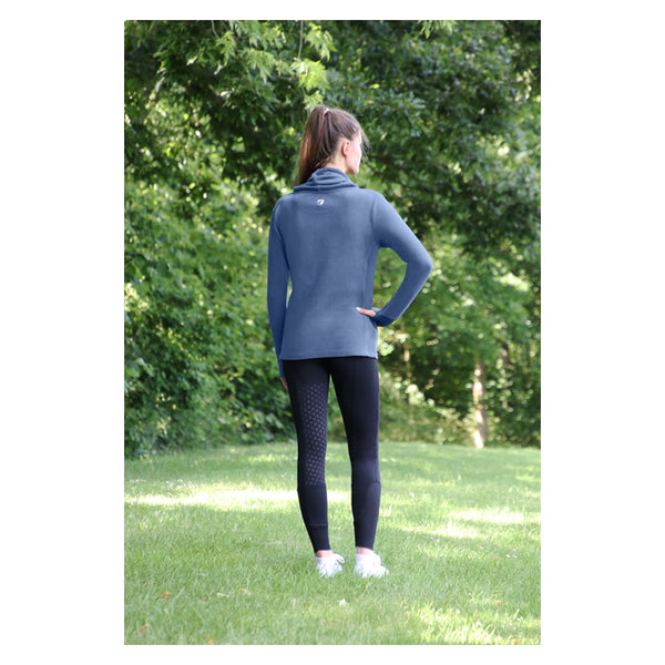 Rear view of Hy Equestrian Synergy Cowl Neck Top in Riviera