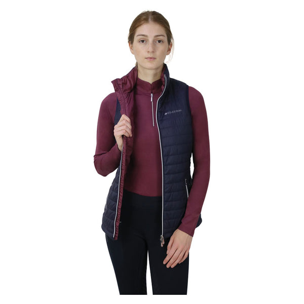 Front view of lady wearing Hy Equestrian Synergy Padded Gilet