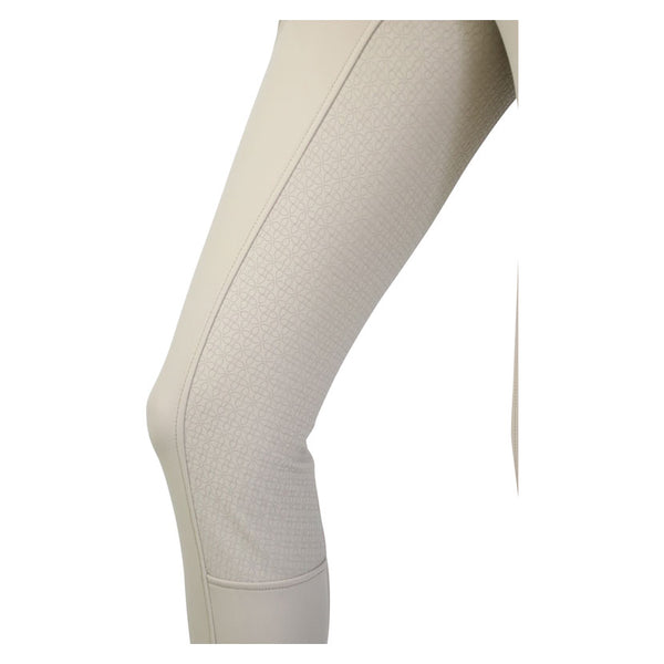 Close up of silicone grip on Hy Equestrian Arctic Polar Softshell Breeches in Beige