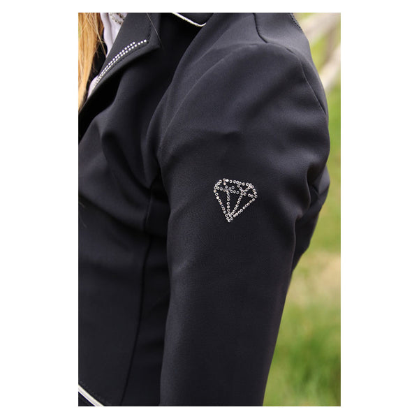 Close up of arm detailing on Hy Equestrian Cadiz Mizs Show Jacket in Black