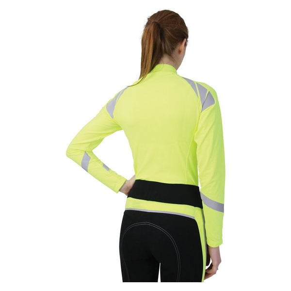 Rear view of Reflector Base Layer by Hy Equestrian in Yellow