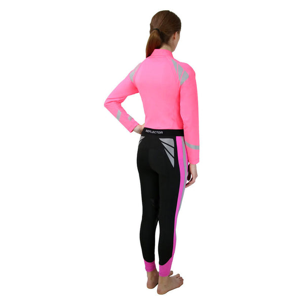 Rear view of Reflector Base Layer by Hy Equestrian in Pink